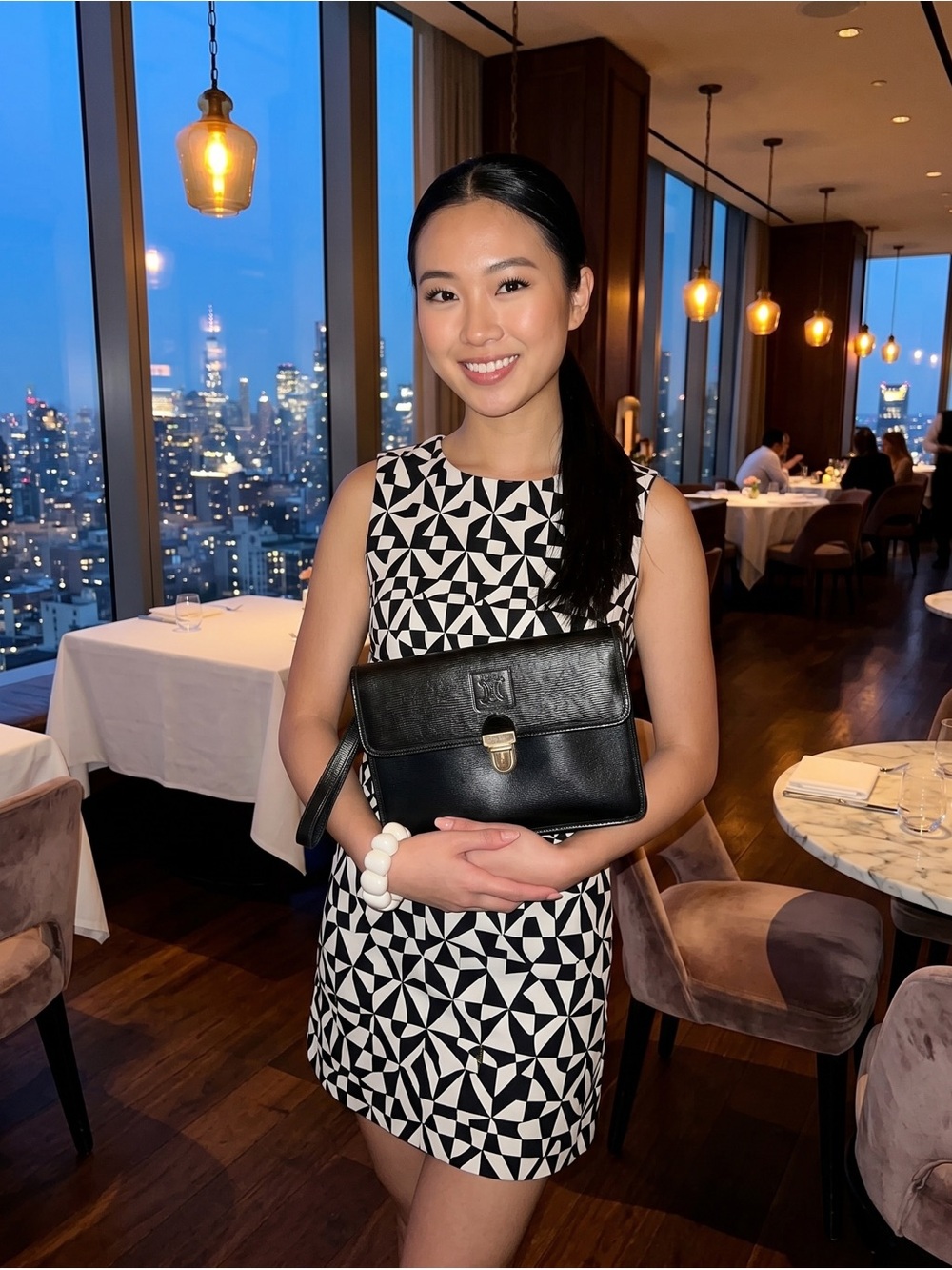 Céline Paris | Black Leather Triomphe Clutch Wristlet | Collector | Vintage